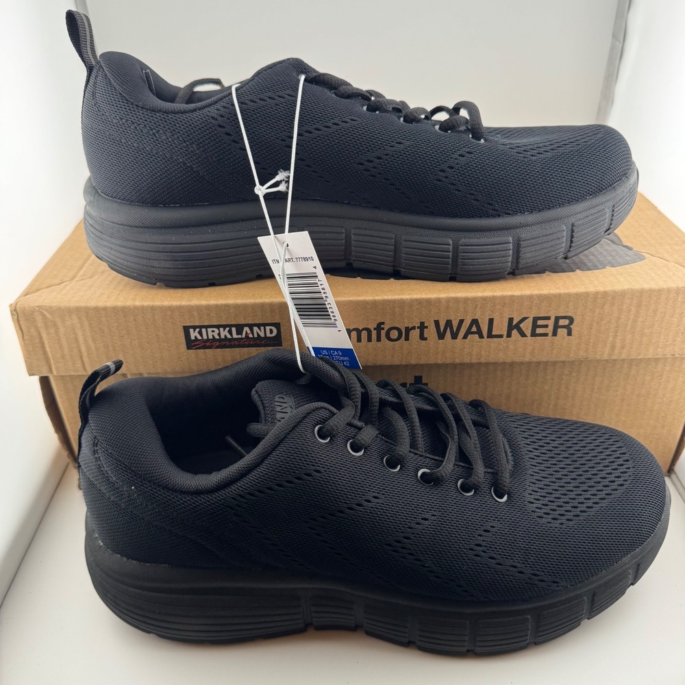 Kirkland Comfort Walker Men Size 9 Black New Athletic Mesh Walking Shoes 7778910